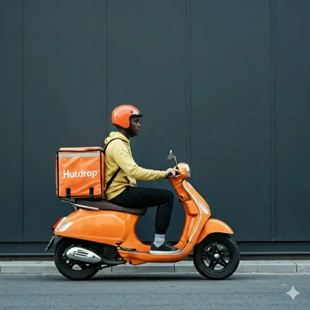 Delivery rider on motorcycle