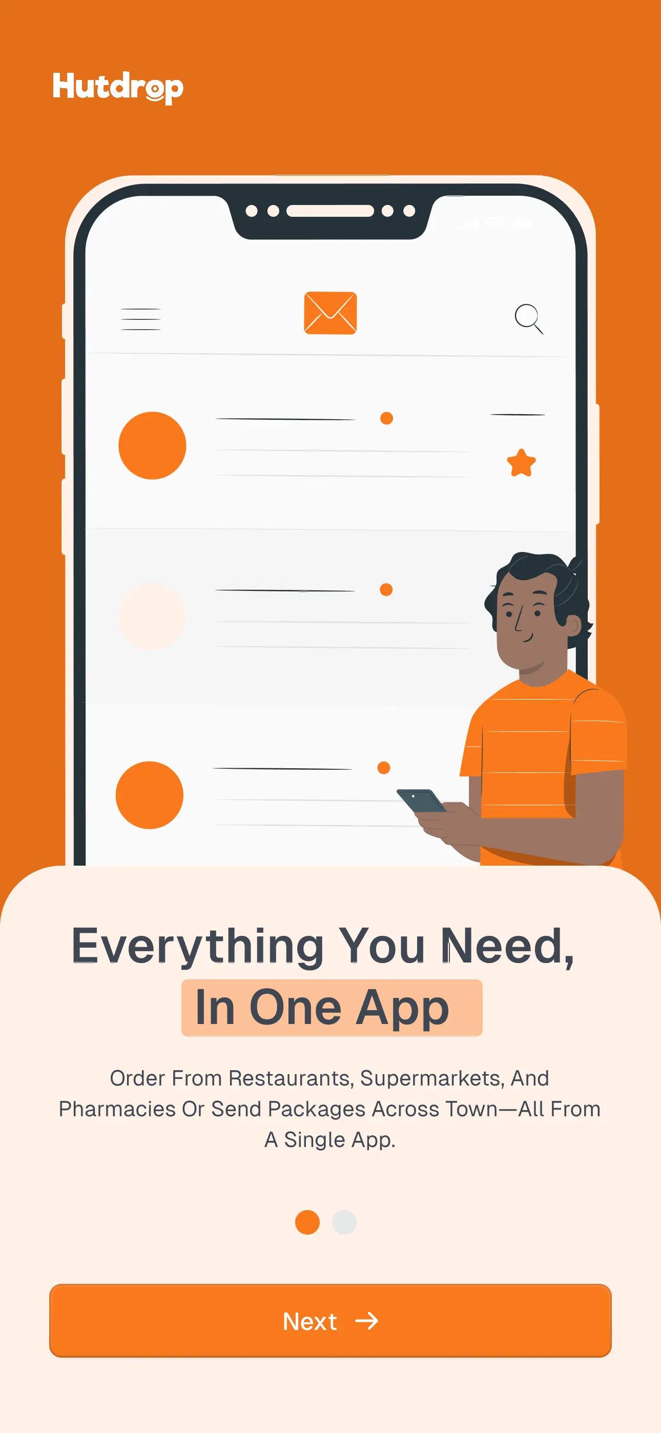 Mobile app interface showing food options